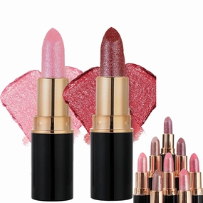 Visulong Lipstick, Cautiecimal Lipstick,Comparison Diamond Lip Gloss Glitter lipsticks Waterproof, Glitter lipsticks (2 PCS G)