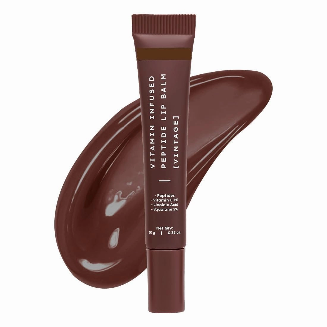 Vitamin-Infused Peptide Tinted Lip Balm - Vintage | 24 Hrs Moisturization | Hydrates, Plumps & Repairs Moisture Barrier | Hydrating Lip Balm for Chapped Lips | Plumish Brown Shade - 10g