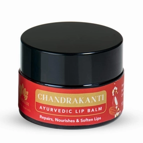 Vrindaa'm Chandraakanti Ayurvedic Lip Balm for Dry, Damaged & Chapped Lips | Moisturizes, Softens, Hydrates & Nourishes | Theobroma Cacao Seed, Beeswax, Shea Butter & Essential Oils | 0.35 Ounce.