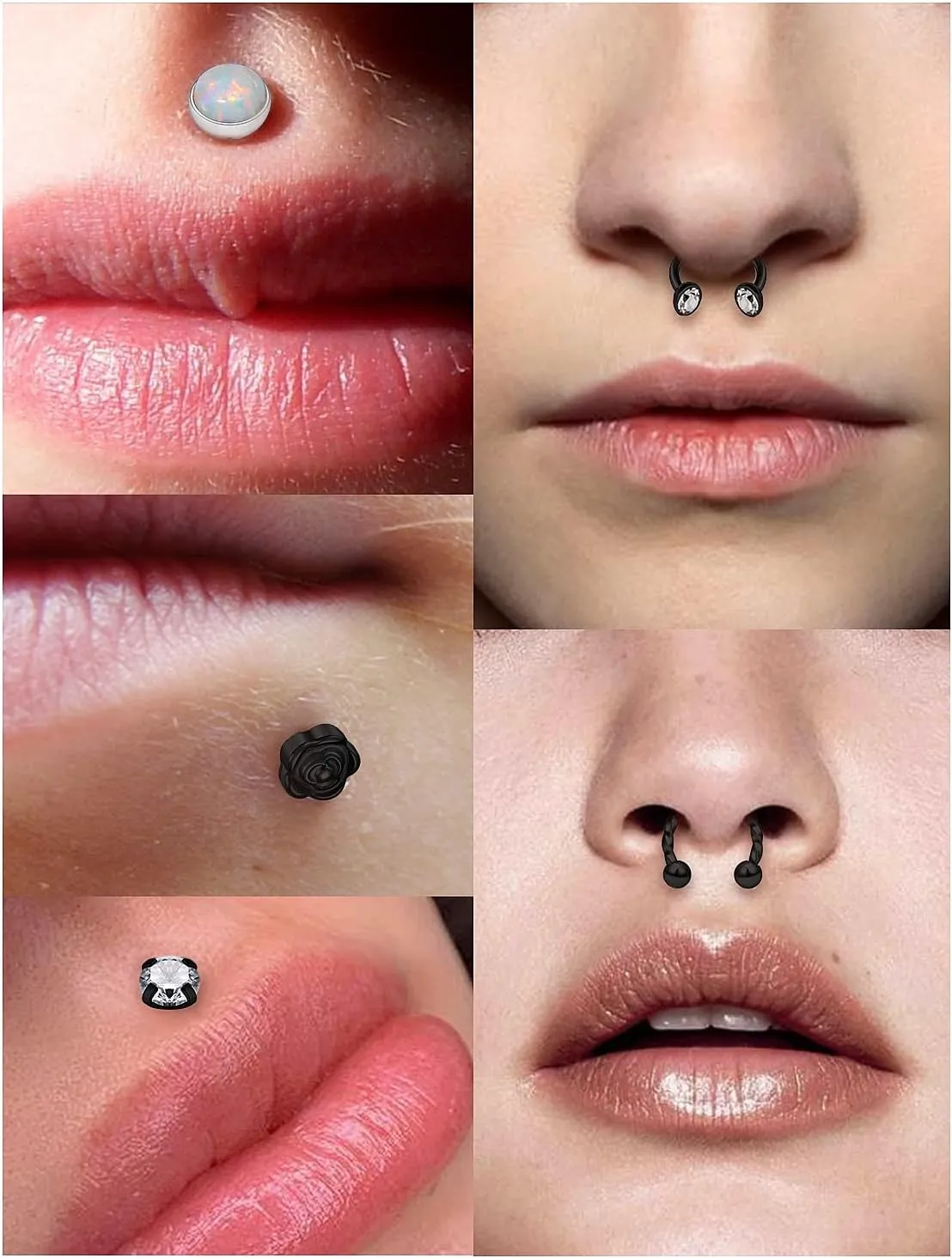 Vsnnsns 16G Lip Rings Stainless Steel Horseshoe Snake Bite Monroe Labret Medusa Lip Piercing Jewelry Tragus Daith Forward Helix Conch Cartilage Earrings Studs Piercing Jewelry for Women Men 16 Gauge