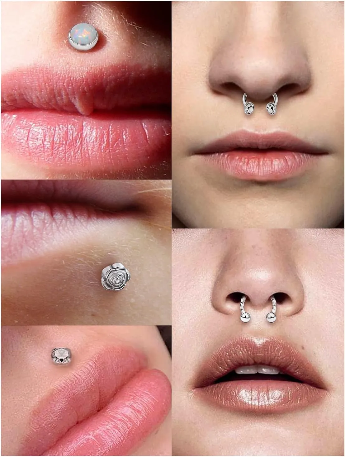 Vsnnsns 16G Lip Rings Stainless Steel Horseshoe Snake Bite Monroe Labret Medusa Lip Piercing Jewelry Tragus Daith Forward Helix Conch Cartilage Earrings Studs Piercing Jewelry for Women Men 16 Gauge