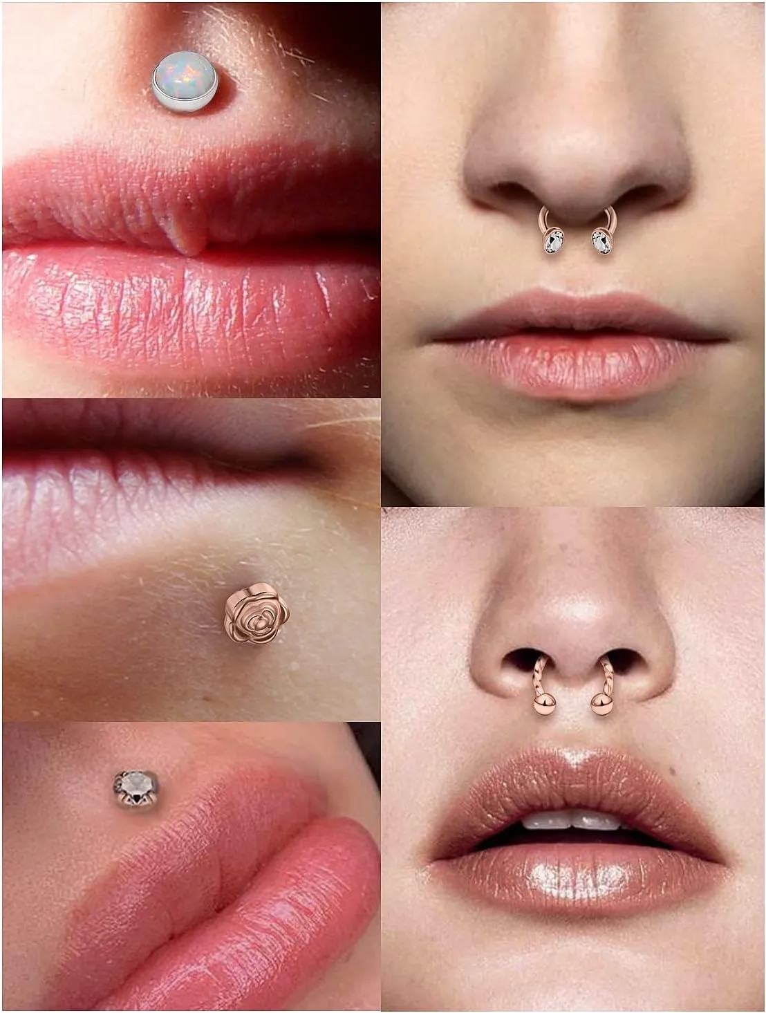 Vsnnsns 16G Lip Rings Stainless Steel Horseshoe Snake Bite Monroe Labret Medusa Lip Piercing Jewelry Tragus Daith Forward Helix Conch Cartilage Earrings Studs Piercing Jewelry for Women Men 16 Gauge