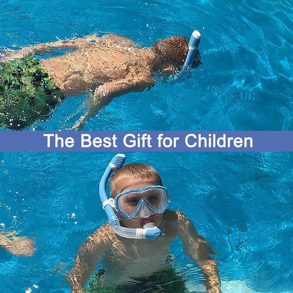 WACOOL Snorkeling Snorkel Diving Scuba Package Set Gear for Kids Youth Junior Anti-Fog Coated Glass with Silicon Mouth Piece Purge Valve and Anti-Splash