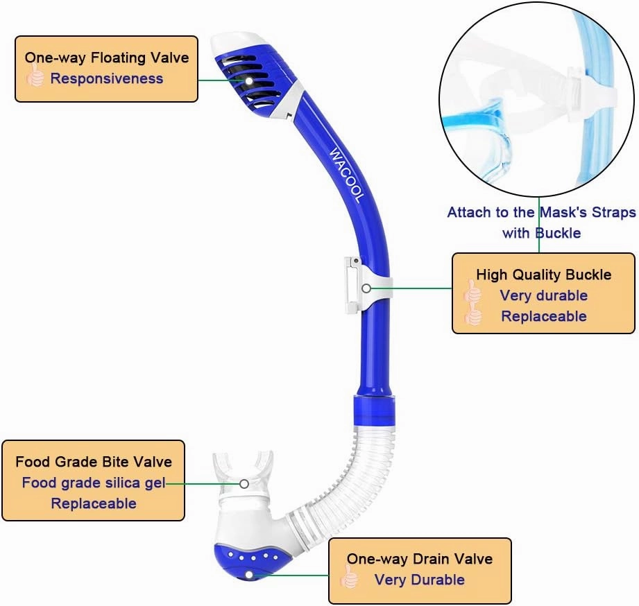 WACOOL Snorkeling Snorkel Diving Scuba Package Set Gear for Kids Youth Junior Anti-Fog Coated Glass with Silicon Mouth Piece Purge Valve and Anti-Splash