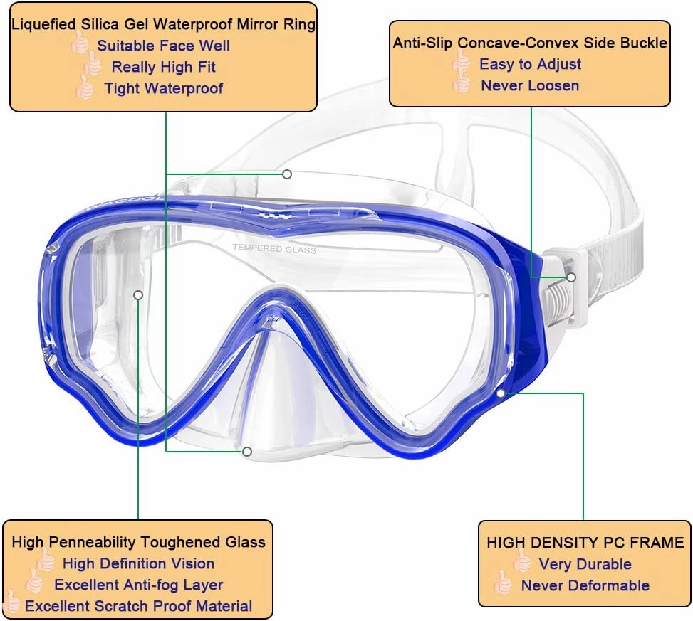 WACOOL Snorkeling Snorkel Diving Scuba Package Set Gear for Kids Youth Junior Anti-Fog Coated Glass with Silicon Mouth Piece Purge Valve and Anti-Splash