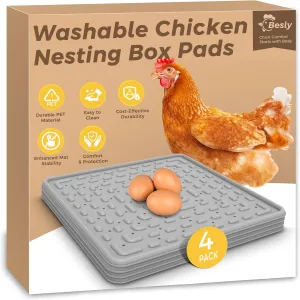 Washable & Reusable Nesting Pads for Chicken Coop - 4Pcs Chicken Nest Mats - Durable 12"x 12" Plastic Nest Box Pads for Egg Laying Hens (Soft, Easy Clean, Premium)