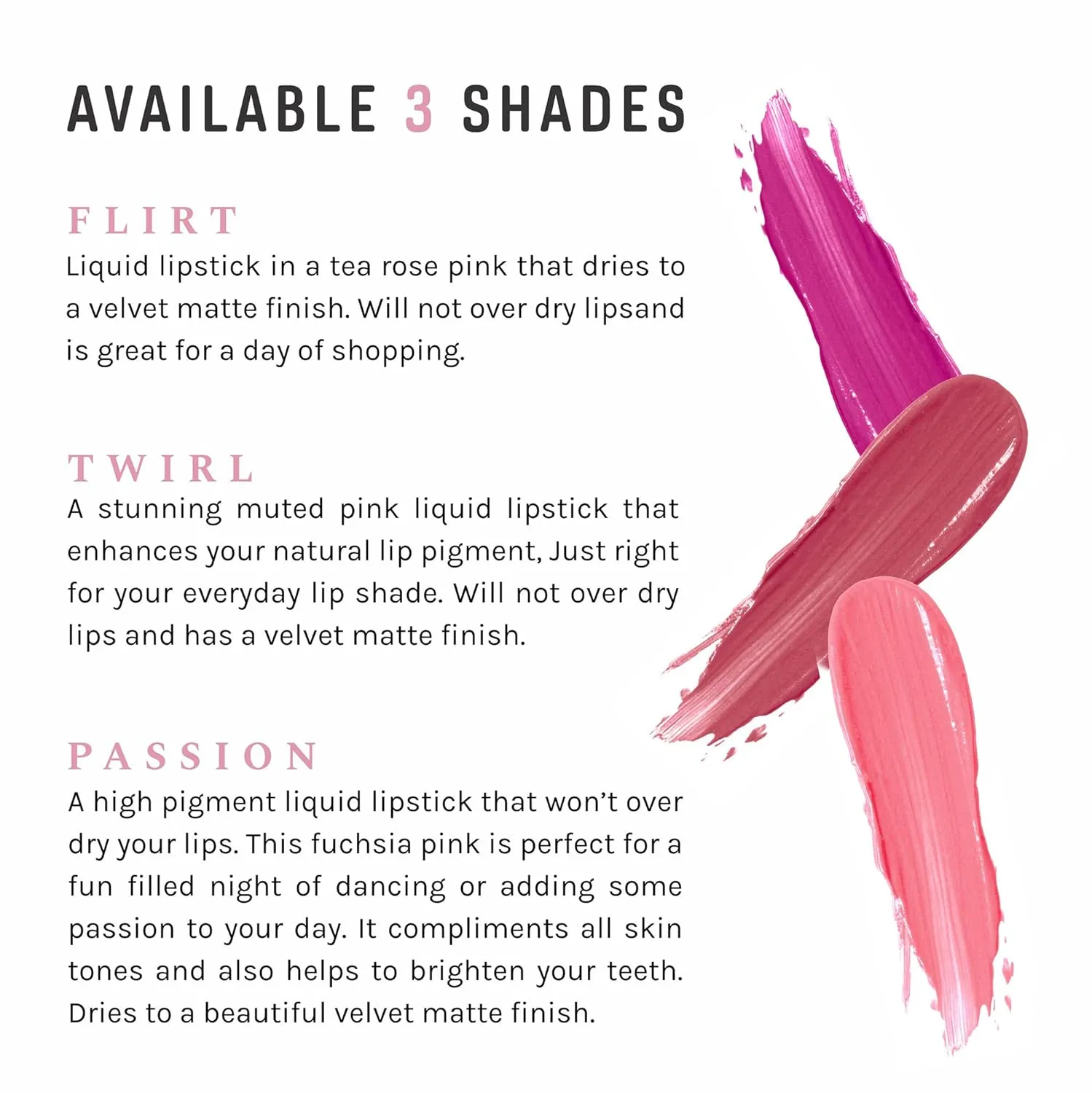 Waterproof Matte Liquid Lipstick, Non Toxic 100% Risk Free Makeup - 24 Hours Long Lasting - Velvety Smooth - Cruelty, Sulfate, Phthalate and Paraben Free, Pigmented Color - Passion Shade