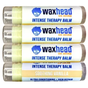 Waxhead All Natural Sunburn Relief, Hydrating Healing Lip Repair for Dry Cracked Chapped Lips - Organic Salve With Intense Therapy Hydration, Shea Butter, Vitamin E, Aloe (Vanilla 4 Pack)