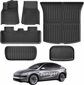 Weize New 2025 Tesla Model Y Juniper Floor Mats and Cargo Liners 5-Seat All Weather Non-Slip Floor Liners and Cargo Trunk Mats Accessories, Set of 6 Mats (ONLY for Tesla Model Y Juniper)