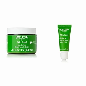 Weleda Skin Food Body Butter 5 Fluid Ounce & Skin Food Lip Butter, 0.27 Ounce, Plant Rich Moisturizing Lip Care with Sunflower Seed Oil, Chamomile and Calendula