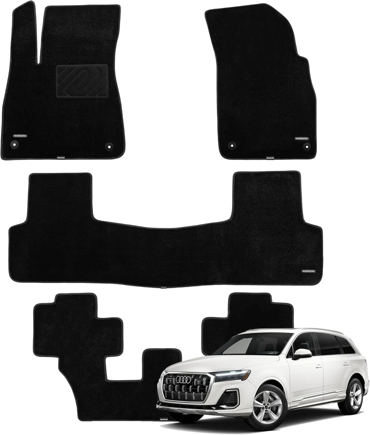 WENNEBIRD Superior Carpet Floor Mats for 2017-2025 Audi Q7 / SQ7 (4M), 0.5 Inch Thickness Rugs, Premium All Weather Anti-Slip Waterproof Floor Liners - 4pc