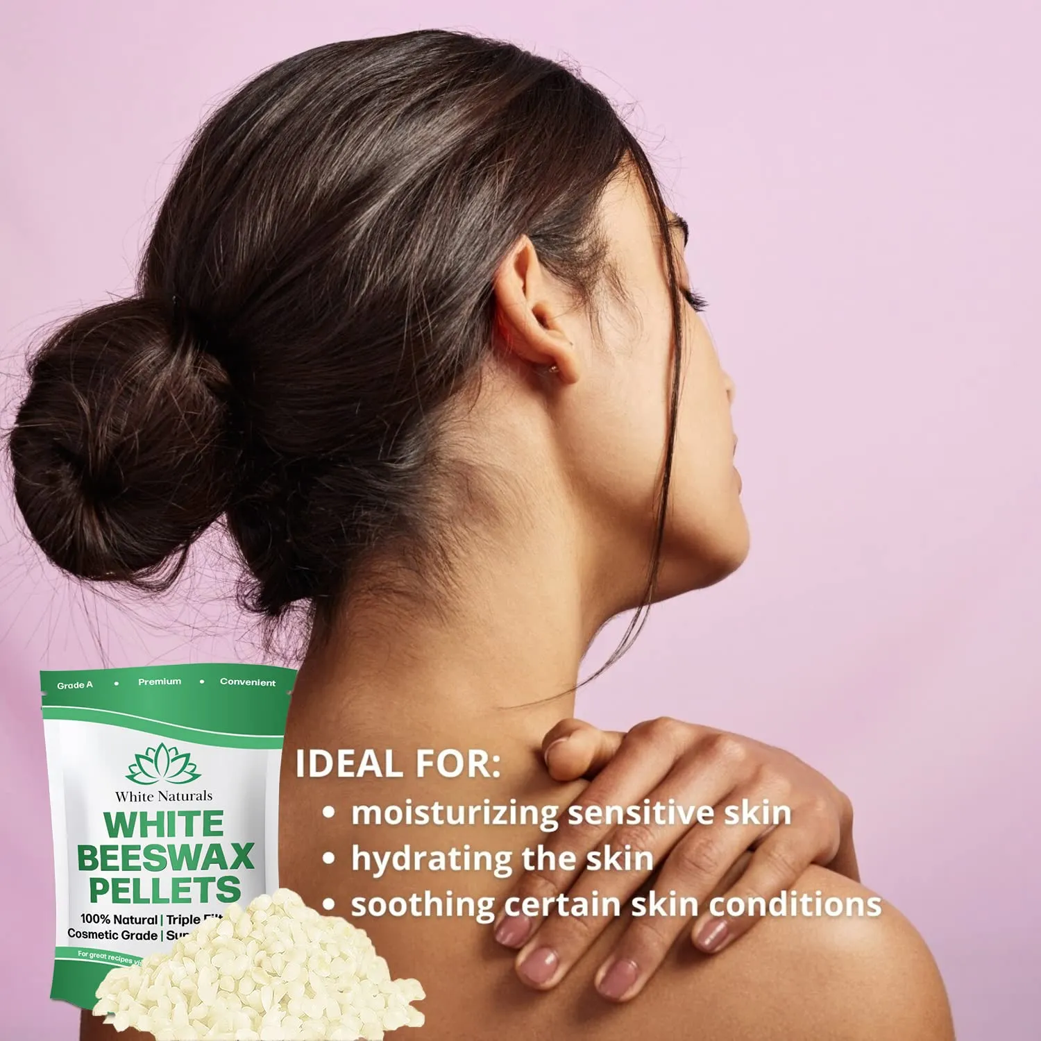 White Beeswax Pellets 2lb (1lb in Each Bag), Pure, Natural, Cosmetic Grade, Organic, Bees Wax Pastilles, 3X Filtered, Great For Soap Making, Candles, DIY Lip Balms, Sunscreen By White Naturals