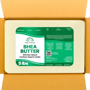 White Naturals Bulk Shea Butter 5 lb Pure, Raw, Unrefined, African, Grade A,Ivory, Perfect Skin Moisturizer, DIY Lip Balms, Recover Sun Damage, Kids Cream