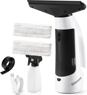 Window Vacuum, Window Vacuum Squeegee Cordless, Handheld Window Vac with Multi-Purpose Spray Bottle & Microfiber Cloth, Electric Cleaning Tool for Windows, Tiles, Mirror, Countertop, Car Windshield
