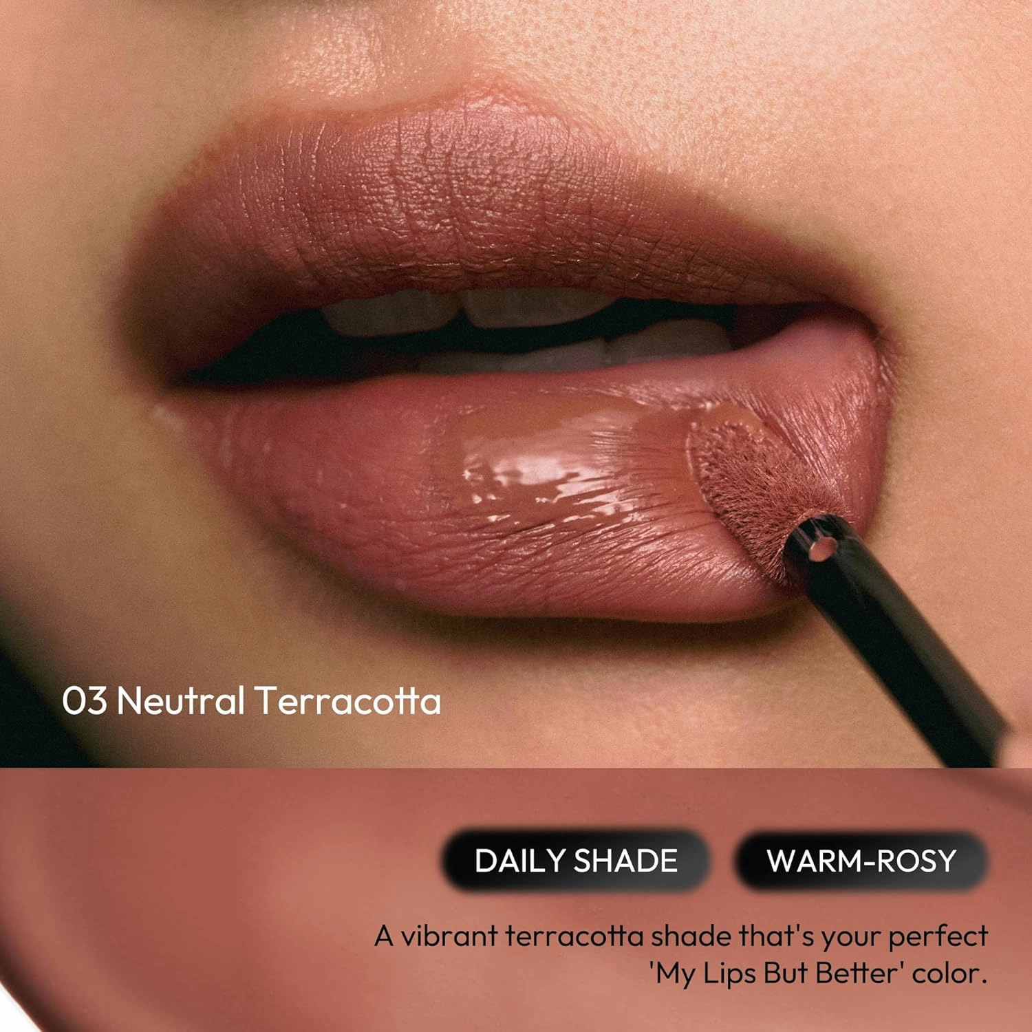 Wink Lip Shade Primer - All Day Top Coat, Smudge-Proof Base, Semi-Matte Long-Lasting Lip Primer (03 Neutral Terracotta)