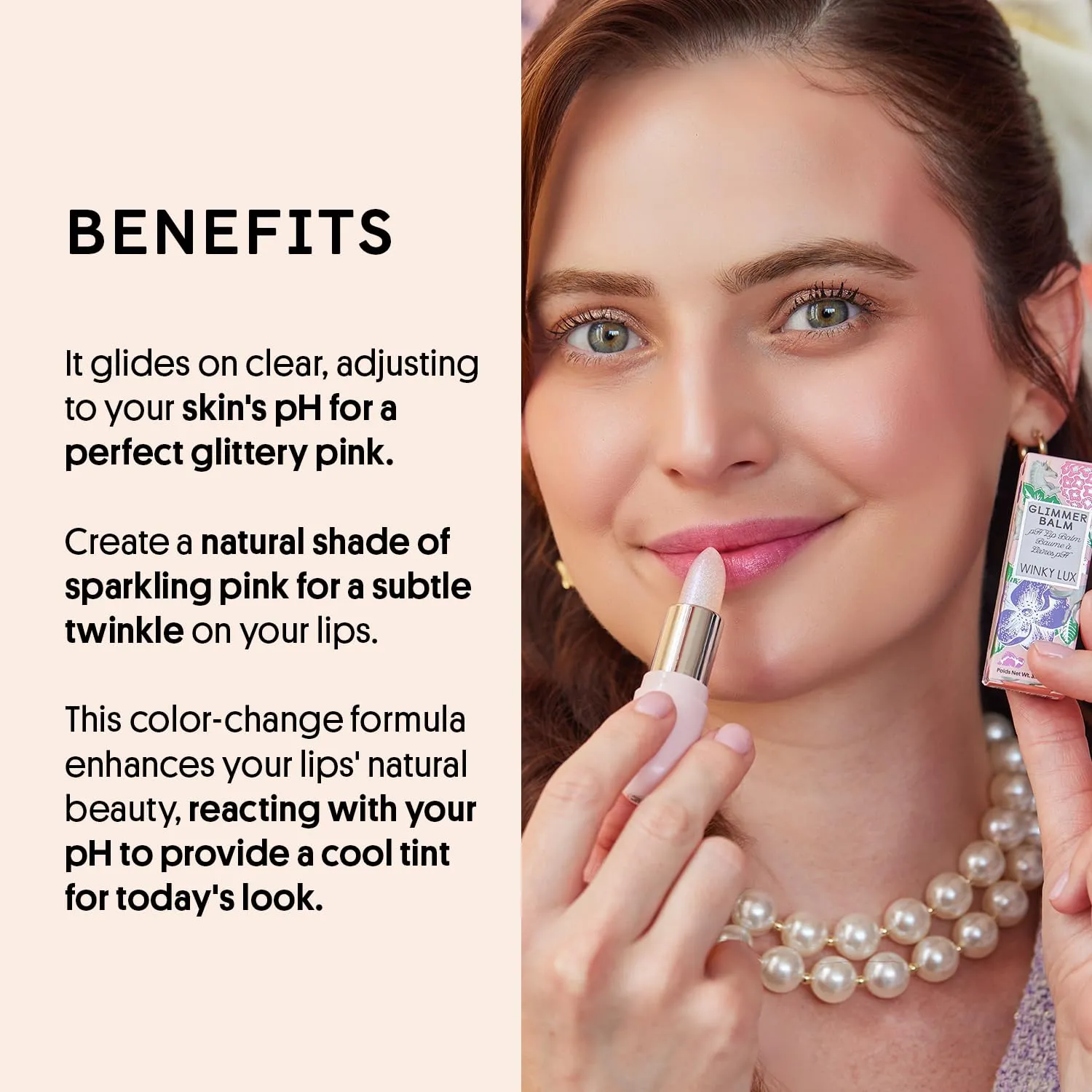 Winky Lux Glimmer Balm, pH Lip, Color Changing Lipstick and Tinted Lip, Vegan & Cruelty Free Lip Balm, Hydrate & Plump, Pink Shimmer Lipstick, Unicorn