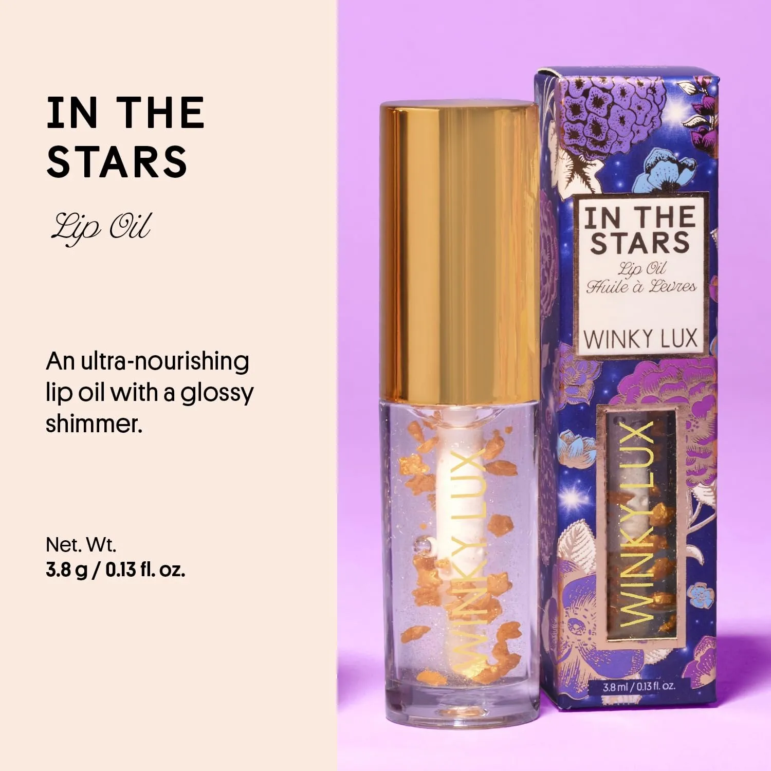 Winky Lux In The Stars Lip Oil, Non Sticky Lip Gloss Oil, Juicy Glossy Lip Balm, Vegan Hydrating Lip Oil with Jojoba Oil, Clear