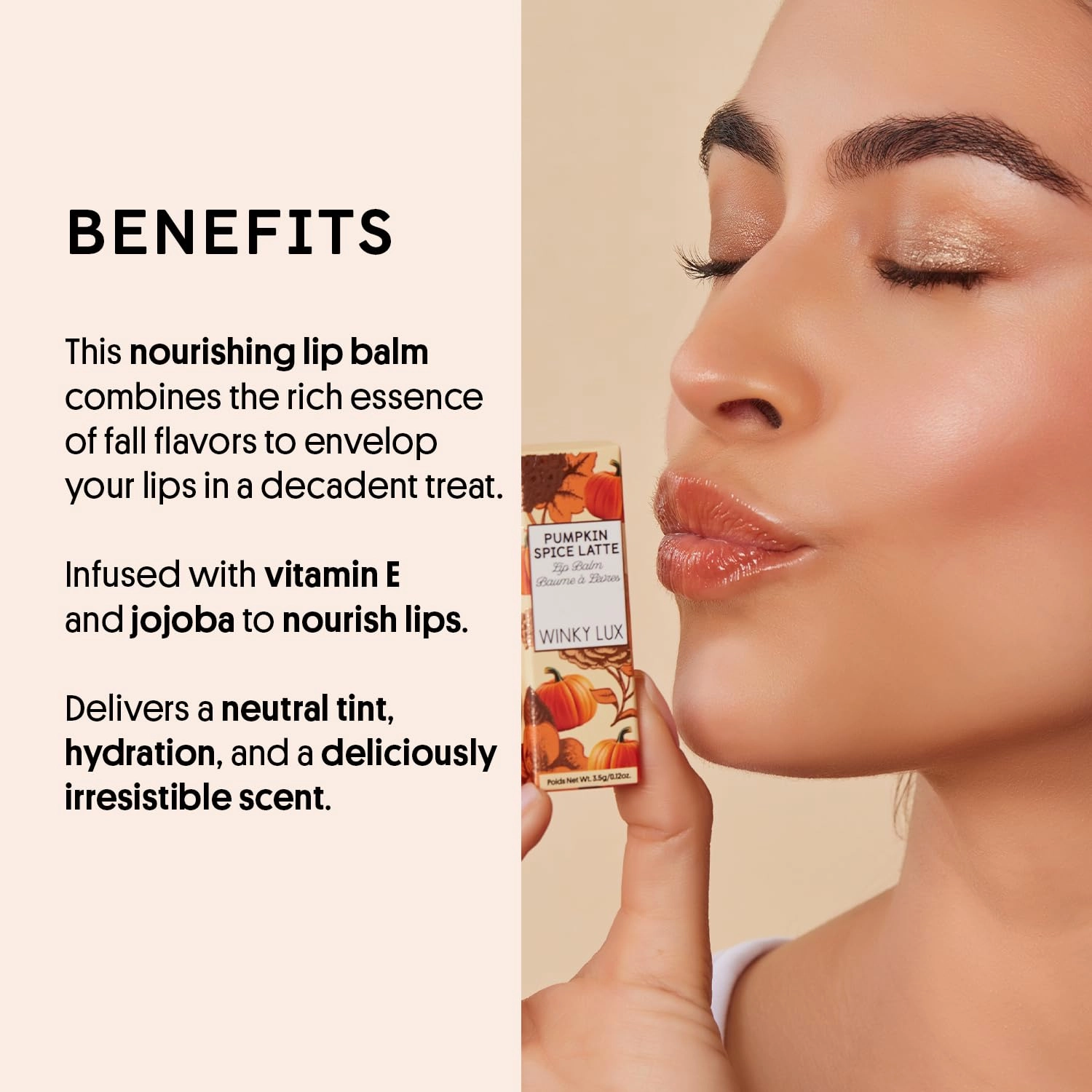 Winky Lux Pumpkin Spice Latte Balm, Hydrating Lip Balm, Sheer Nude Tint With Vitamin E and Jojoba Oil to Moisturizer Lips, Vegan & Cruelty Free