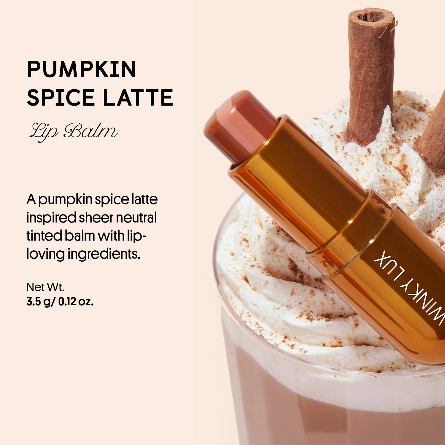 Winky Lux Pumpkin Spice Latte Balm, Hydrating Lip Balm, Sheer Nude Tint With Vitamin E and Jojoba Oil to Moisturizer Lips, Vegan & Cruelty Free