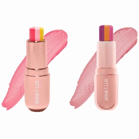 Winky Lux Tri Lip Balm Duo, Pink Lemonade & Sorbet - Hydrating, Nourishing Lip Care with Jojoba Oil & Vitamin E, Sheer Pink Tint, Moisturizes & Softens Dry Lips, Buttery Soft with Juicy Finis
