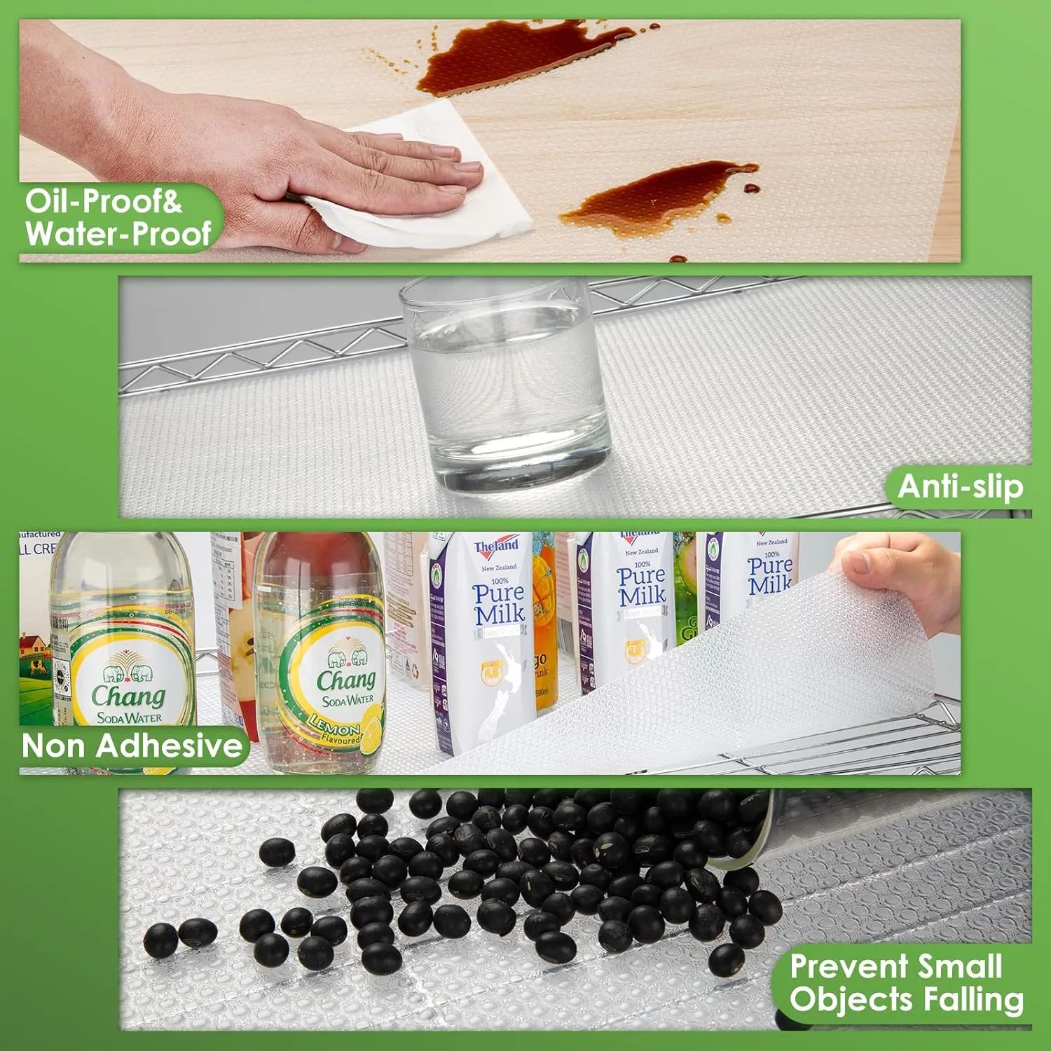 Wire Shelf Liner 16x197'' Clear Shelf Liner Kitchen,Cabinets,Drawer Liner, Cupboard, Under Sink, Pantry,Non-Adhesive Liner,Stain-Proof Shelf,1.2mm Thicken/Waterproof/Anti-Slip Liners