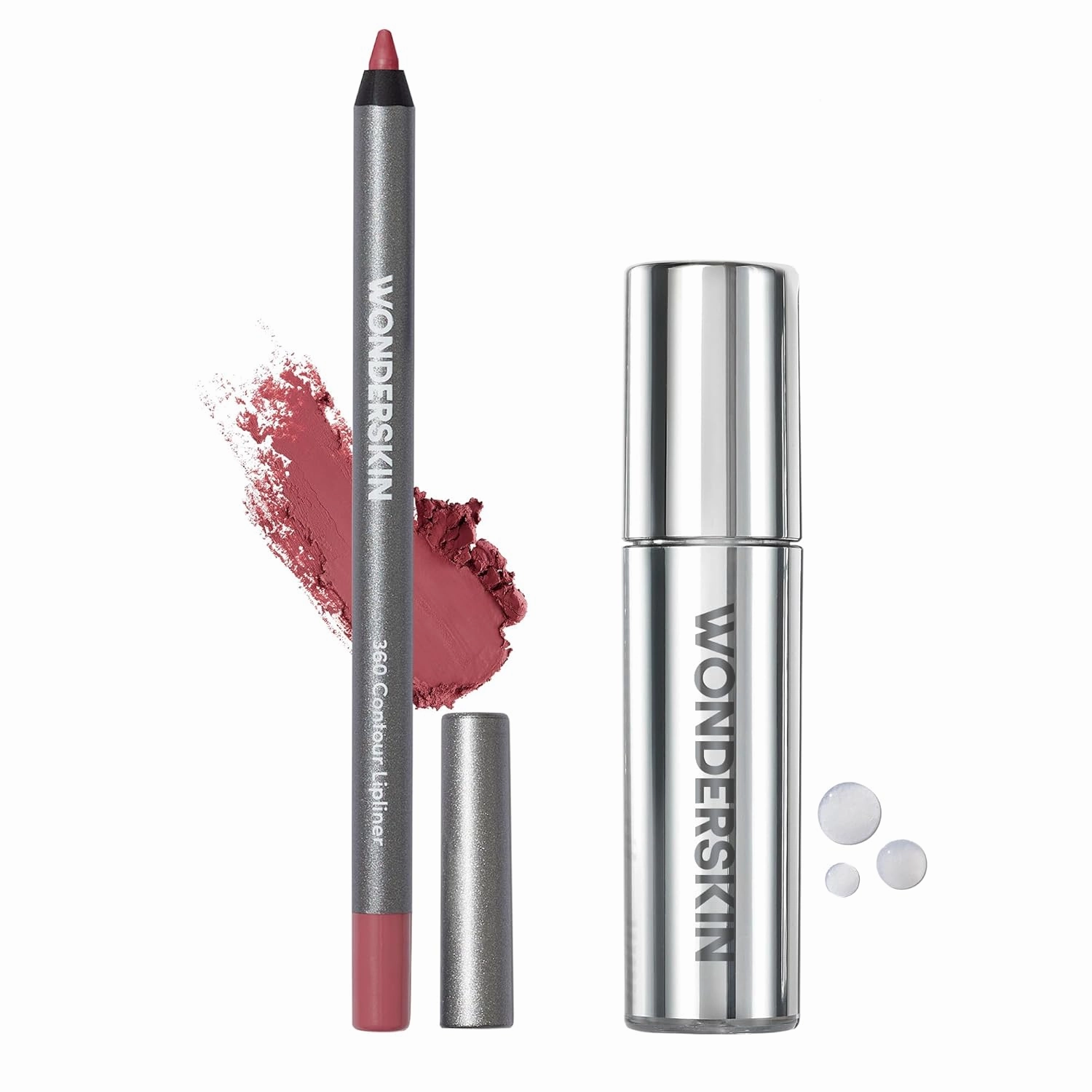 Wonderskin 360 Contour Lip liner (Rosewood), Long lasting and Waterproof with Lip Rehab Serum Oil (Clear) for Hydrating and Moisturizing Lips