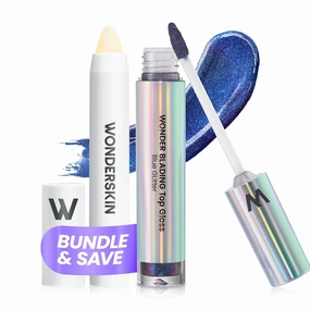 Wonderskin Top Gloss Blue Glitter and Wonder Blading Lip Scrub Set