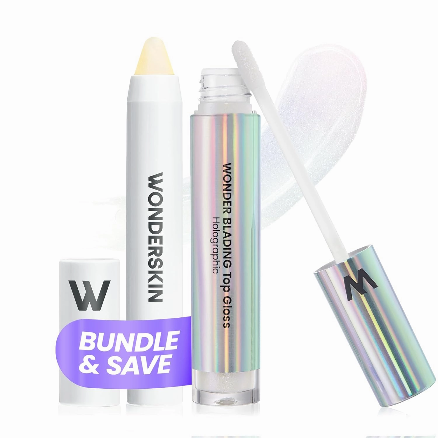 Wonderskin Top Gloss Holographic and Wonder Blading Lip Scrub Set