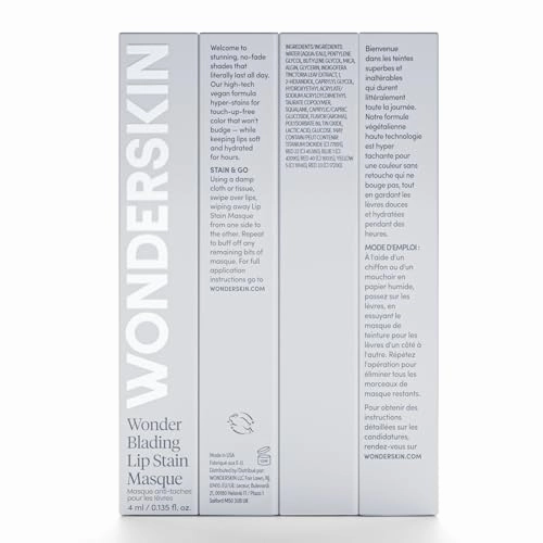 Wonderskin Wonder Blading Lip Stain Peel Off and Reveal Kit - Long Lasting, Waterproof Pink Lip Tint, Transfer Proof Natural Makeup Stain Kit (Romance)