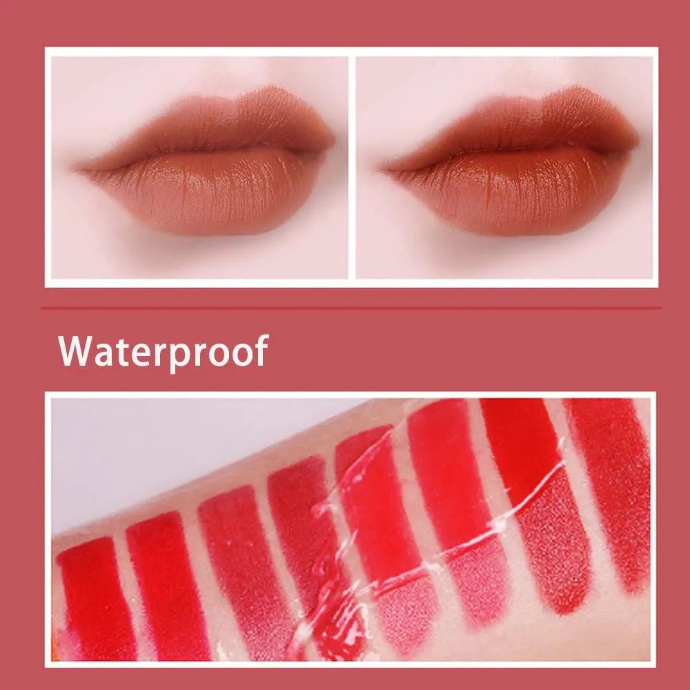 Xaena 14 Colors Matte Liquid Lipstick, Ladies Matte Liquid Lipstick Long Lasting Waterproof Velvet Lip Gloss Set Pigmented Lip Makeup Gift for Girls and Women (#201)