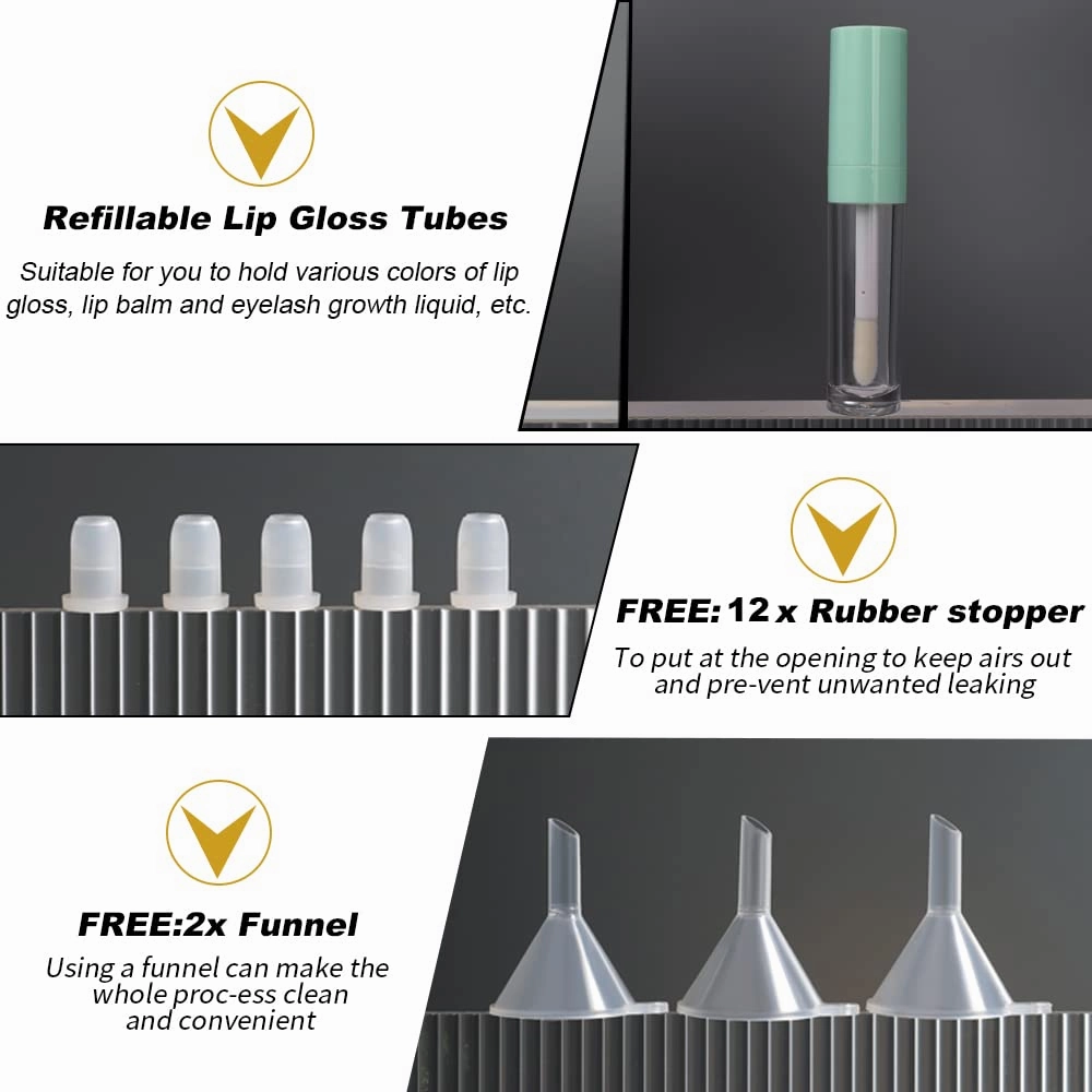 YITOU 12Pcs Refillable Empty Lip Gloss Tubes with Wand Applicator, 8.8ml Lip Balm Containers with Stopper Lip Glaze Bottle Lip Gloss Making Kit for DIY Lipgloss Lipstick Samples Bulk Wholesale