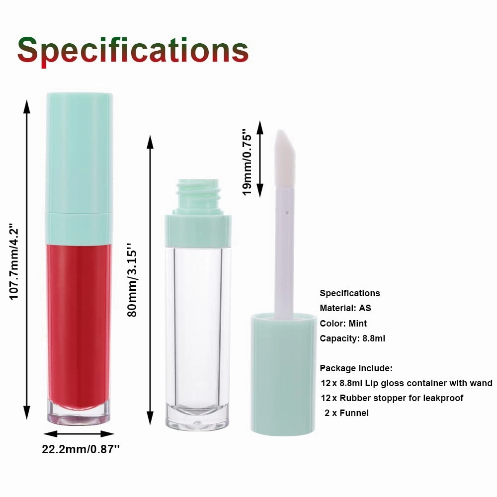 YITOU 12Pcs Refillable Empty Lip Gloss Tubes with Wand Applicator, 8.8ml Lip Balm Containers with Stopper Lip Glaze Bottle Lip Gloss Making Kit for DIY Lipgloss Lipstick Samples Bulk Wholesale