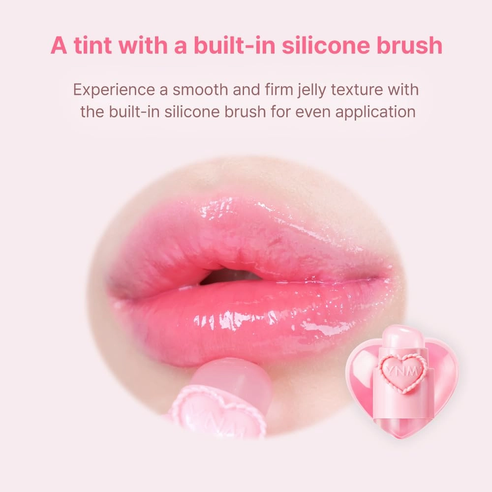 YNM Heart Jelling Tint (06 PLUM JELLING, 0.09 oz) Silicone Lip Brush Included, K-Beauty, Non-Sticky, Moisturizing, Smudge-Proof, Korean Lip Tint, Long-Lasting, Vivid Color