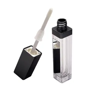 yotijar 7ml Empty Lip Gloss Tubes, Clear Refillable Lip Balm Bottles Container with LED Light and Mirror for DIY Lip Balm Lipstick Makeup Cosmetic - Clear Black