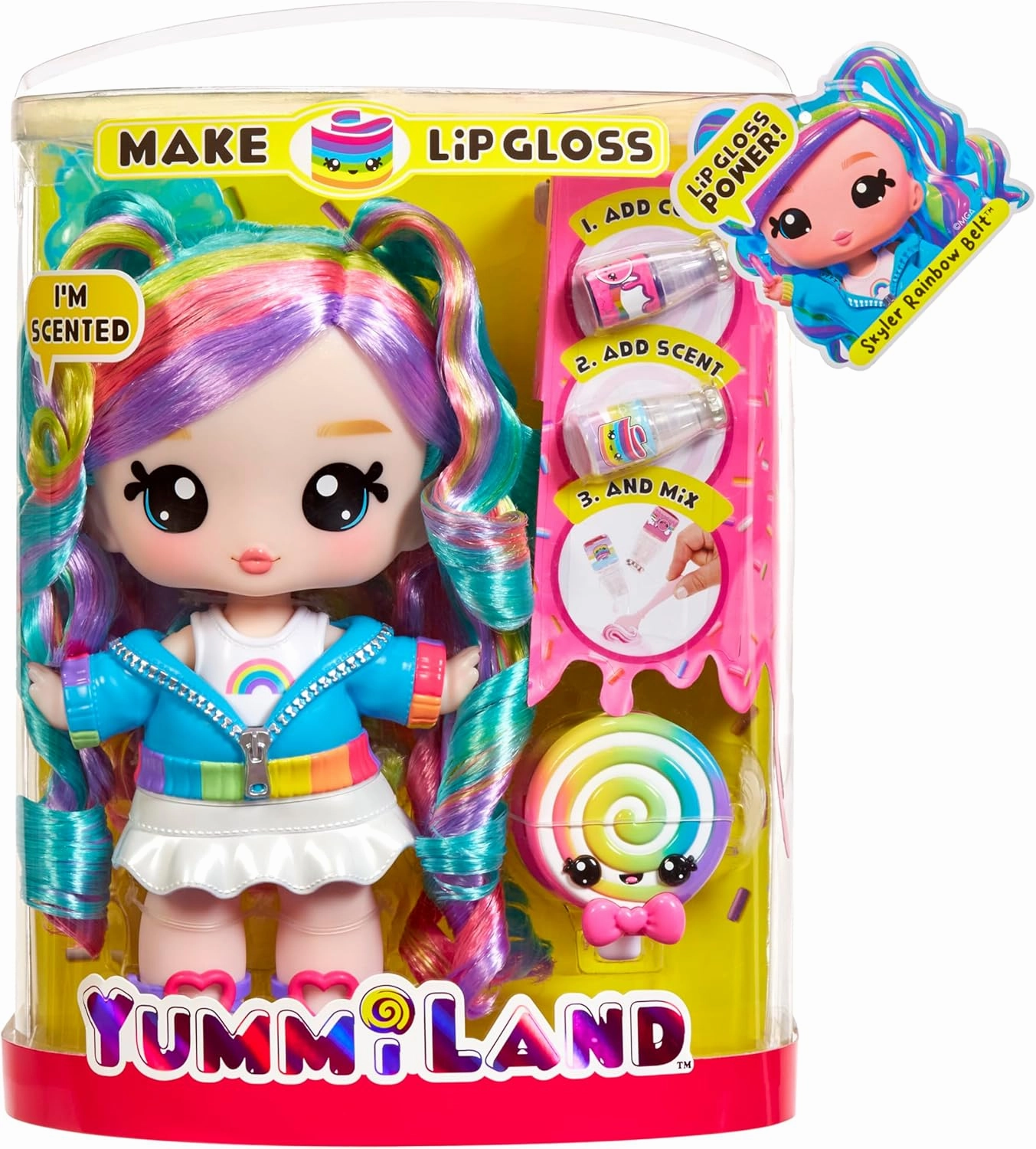 YUMMI LAND Yummiland x Peeps Lip Gloss Doll – Goldie Mallows – Includes 1 Customizable Fashion Doll and Lip Gloss Kit with Exclusive Color, Aroma and Transparent Base, for Kids 4 Years Old