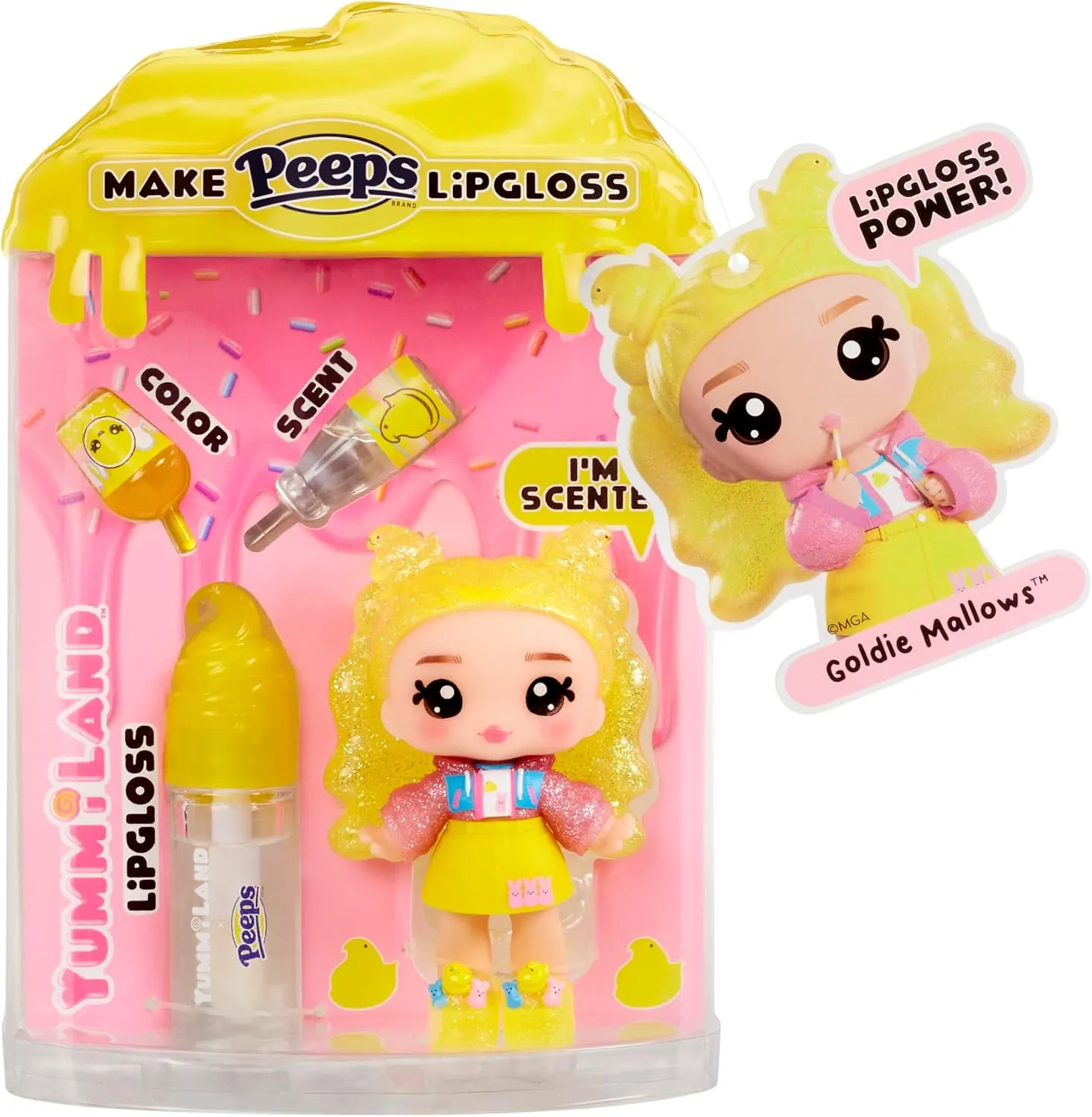 Yummiland x Peeps Lip Gloss Doll – Goldie Mallows, Ages 4 