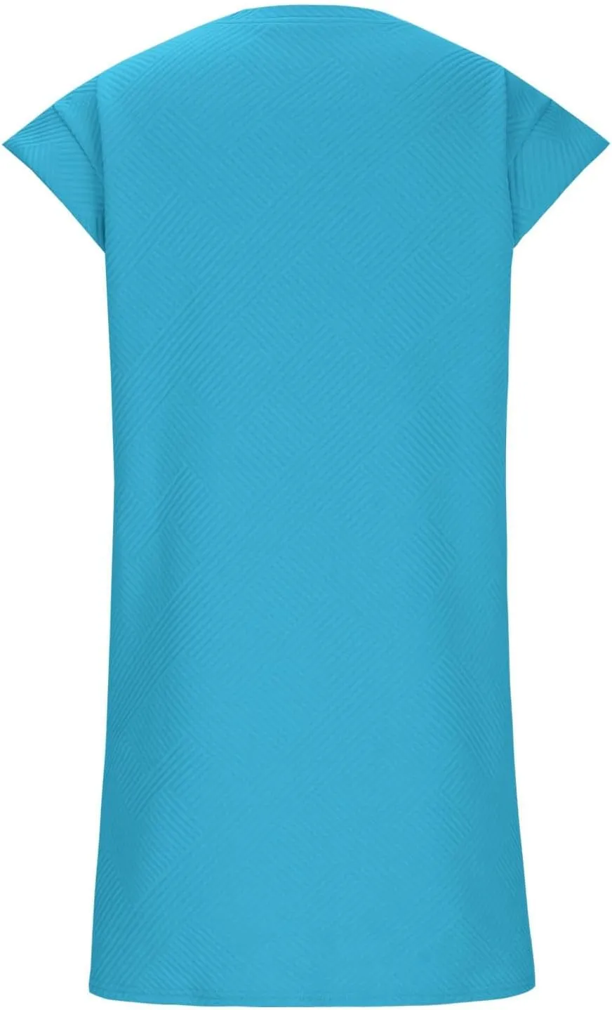 ZDRZK Dresses for Women Casual Cap Sleeve Solid Color Work Sundresses with Pockets Summer Loose Fit Crewneck Mini Dress
