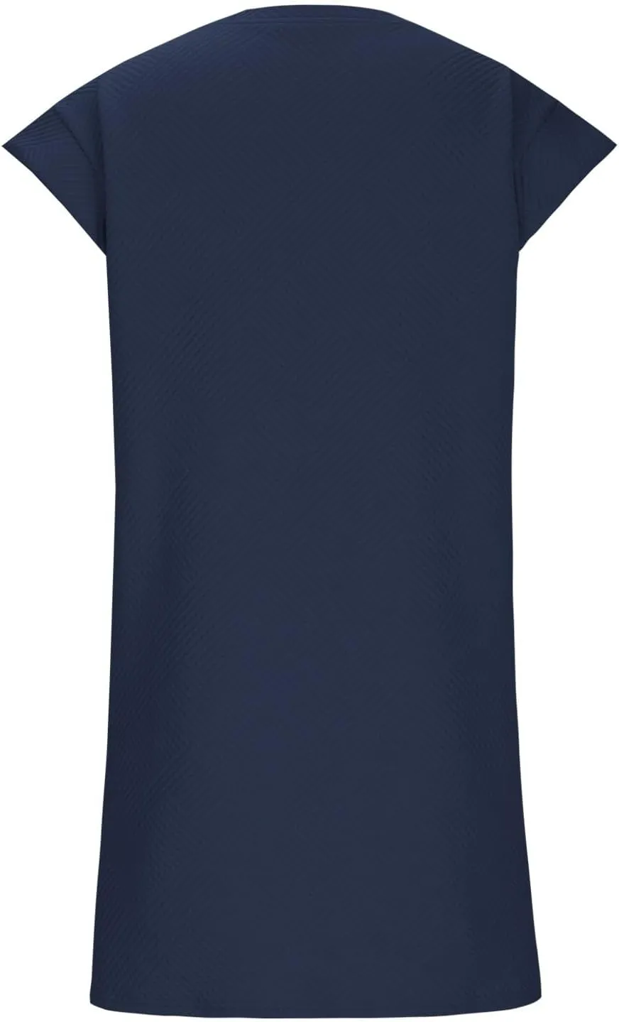 ZDRZK Dresses for Women Casual Cap Sleeve Solid Color Work Sundresses with Pockets Summer Loose Fit Crewneck Mini Dress