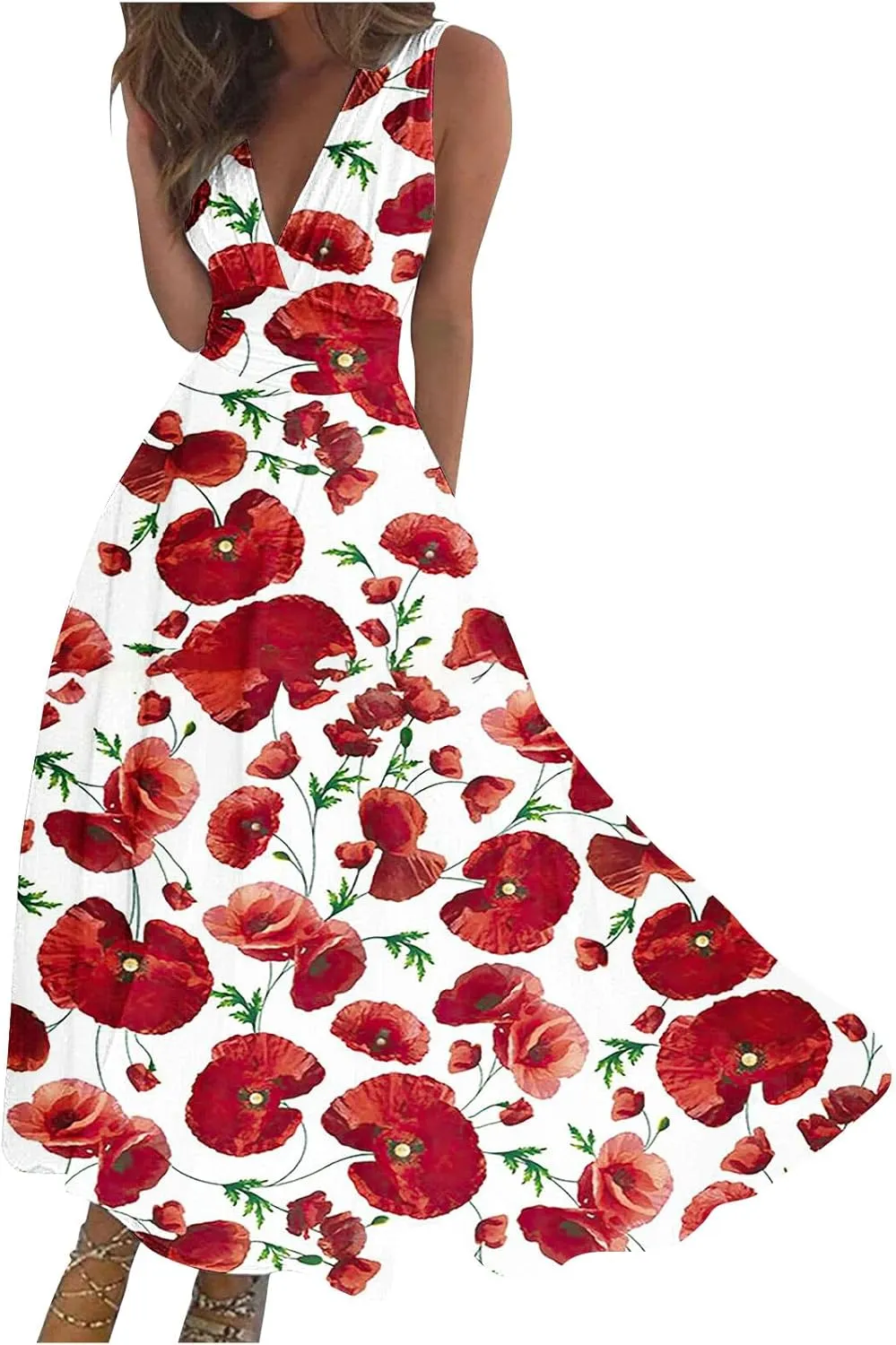 ZDRZK Women's Casual Dresses Sleeveless Wrapped Chest Maxi Dresses Marble Print Sexy Flowy Summer Dresses Trendy 2024