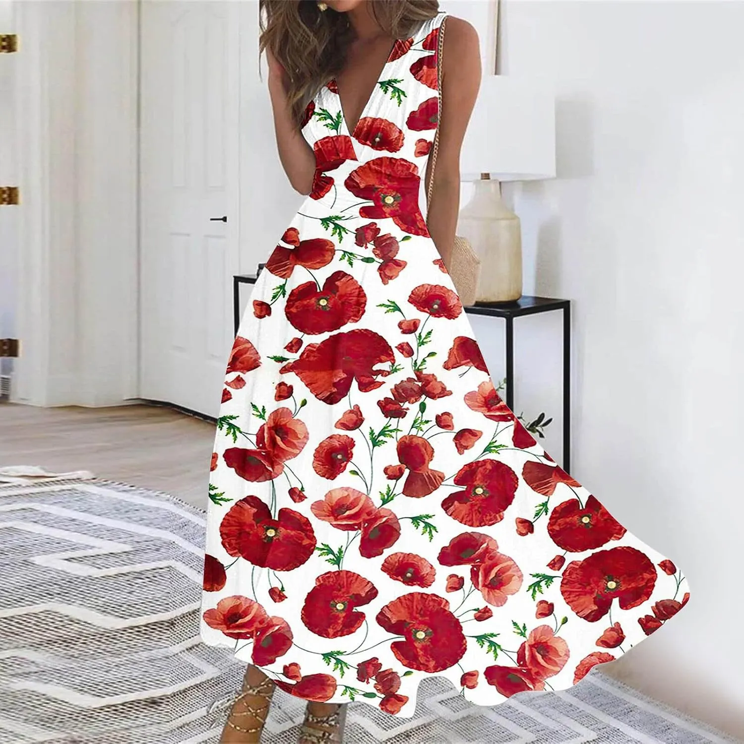 ZDRZK Women's Casual Dresses Sleeveless Wrapped Chest Maxi Dresses Marble Print Sexy Flowy Summer Dresses Trendy 2024