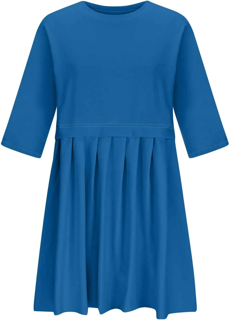 ZDRZK Women's Summer Dresses 3/4 Sleeve Crewneck Solid Color Casual Sundresses Loose Flowy Beach Mini Dress Trendy 2024