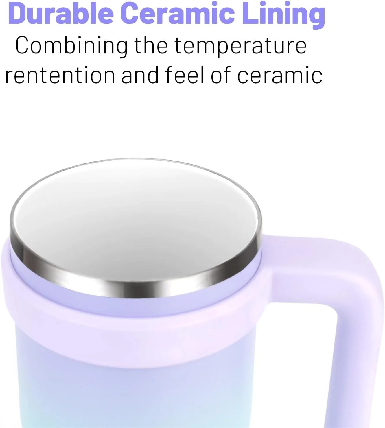 Zukro 20 oz Ceramic Lined Insulated Tumbler with Handle and Straw For Pure Coffee Taste, Reusable Travel Mug with Spill-Proof Lid, Stainless Steel Iced and Hot Coffee Cup, BPA-Free, Pink