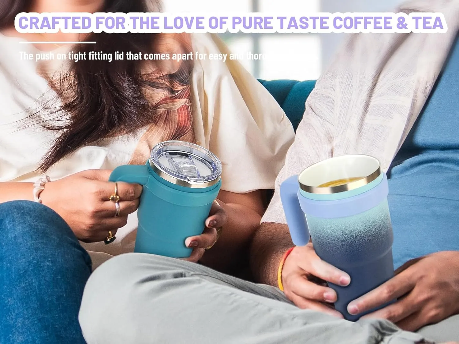Zukro 20 oz Ceramic Lined Insulated Tumbler with Handle and Straw For Pure Coffee Taste, Reusable Travel Mug with Spill-Proof Lid, Stainless Steel Iced and Hot Coffee Cup, BPA-Free, Pink